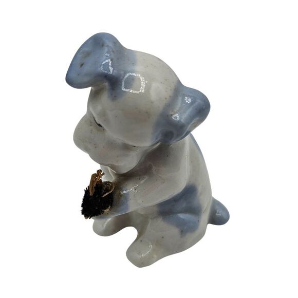 Vintage Scotty Dog White Blue Ceramic Figurine made in Japan - Picture 1 of 5